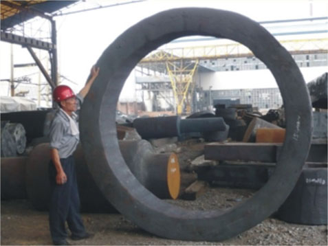 Big rings forged by large size open die hydraulic forging press